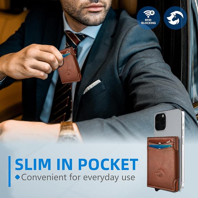 Wallet for Men, Slim Pop Up Card Holder with RFID Blocking, Minimalist Bifold Wallet with 10 Card Slots, 2 ID Window and Money Clip, Metal Flip Case with Magnetic Closure, Gift Box - Image 7