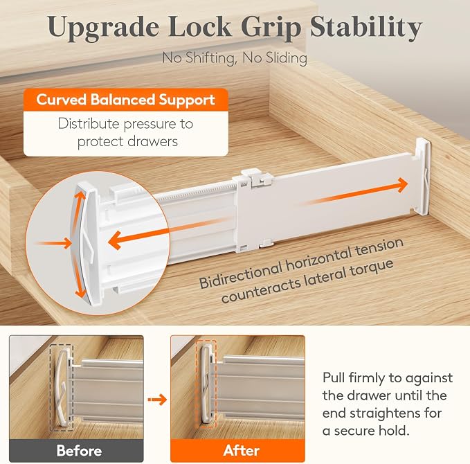 Lifewit 3.2" High Drawer Dividers for Clothes, Adjustable Drawer Organizers | 10.5"-16.5" Expandable Plastic Separator for Dresser, Kitchen, Cabinet, Closet, Nursery, Socks & Underwear Storage, 6 Pack - Image 4