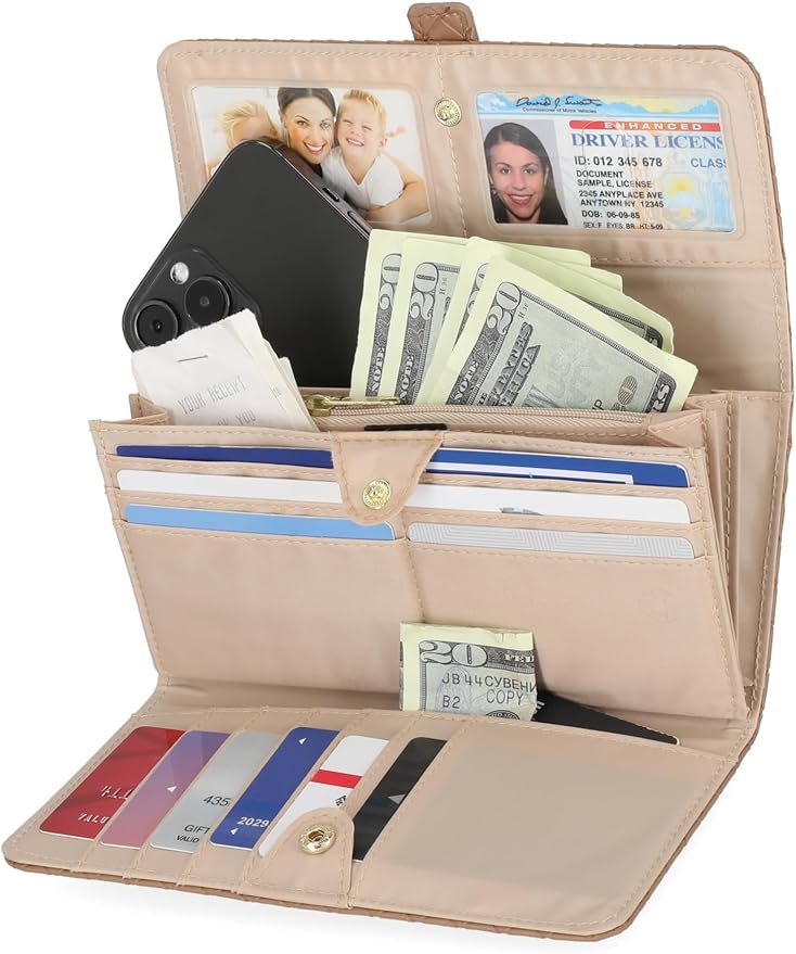 Mundi File Master Womens RFID Blocking Wallet Clutch Organizer With Change Pocket - Image 2