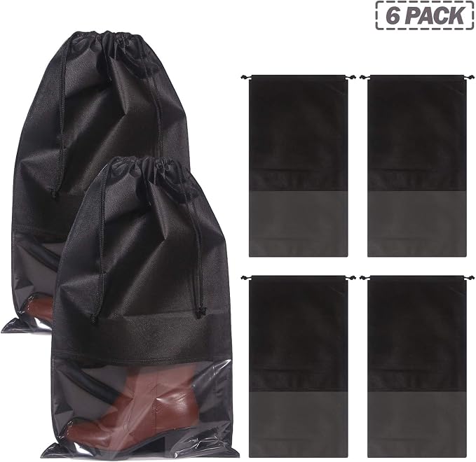 DIOMMELL Set of 6 Tall Boot Bags for Travel Non-Woven with Rope for Women Large Shoe Protector Cover Storage Organizers Pouch - Image 7