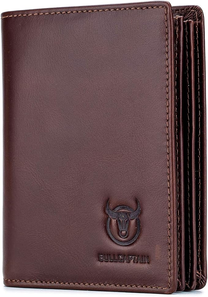 BULLCAPTAIN Large Capacity Genuine Leather Wallet for Men QB-027 | Bifold Wallet,RFID Blocking,Credit Card Holder,15 Card Slots,Special Expandable Design,gift choice by Bullcaptain