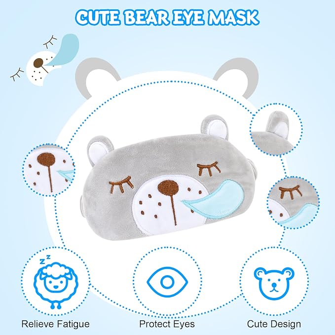 Cirorld Travel Pillow for Kids Adult Cute Neck Pillow for Traveling Memory Foam Airplane Pillow Sleep Mask Animal Flight Pillow Head Rest Neck Support for Cars Long Flights (Bear, 9-12 Y/O) - Image 6