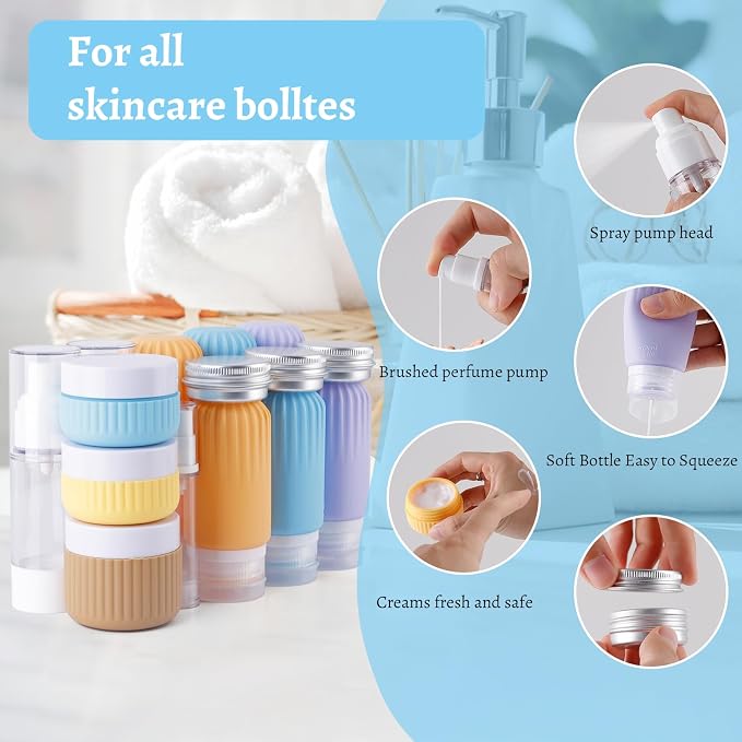 Silicone Travel Bottles, 25 Pack TSA Approved Travel Size Containers for Toiletries, Leak Proof Refillable & Squeezable Toiletry Bottles Kit with Clear Bag for Shampoo Lotion Cream Conditioner - Image 3