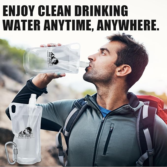 Ancable 33oz Collapsible Water Bottles, 6-Pack Reusable Travel Foldable Water Bottles for Hiking Camping Running Bike, BPA-Free Water Bottle - Image 2