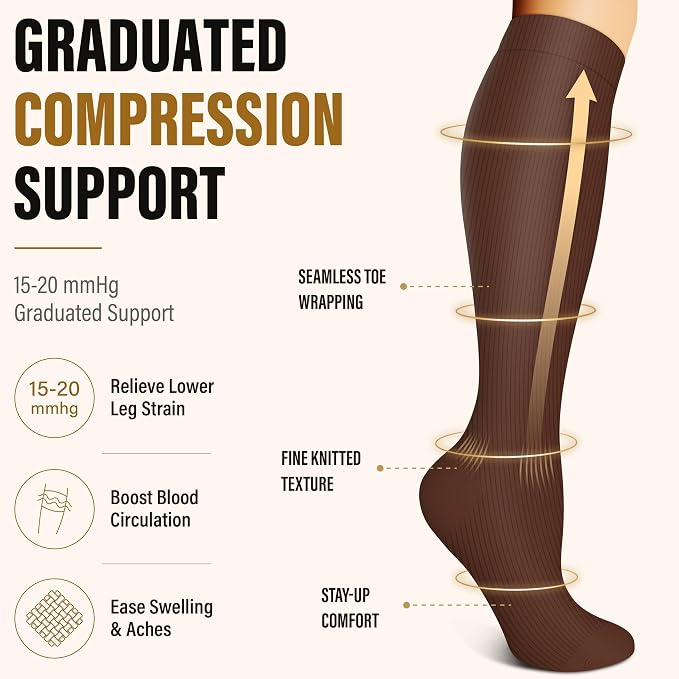 FEYHAY Copper Compression Socks (3 Pairs) 15-20 mmHg Circulation is Best Athletic & Daily for Men & Women, Running, Climbing - Image 8