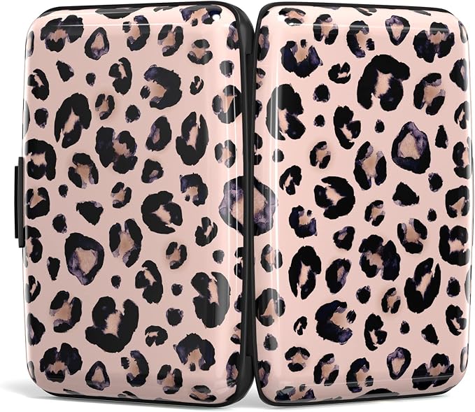 Credit Card Holder, Mini Aluminum Card Wallet RFID Blocking Slim Metal Hard Card Case for Women Men, Pink Leopard - Image 5