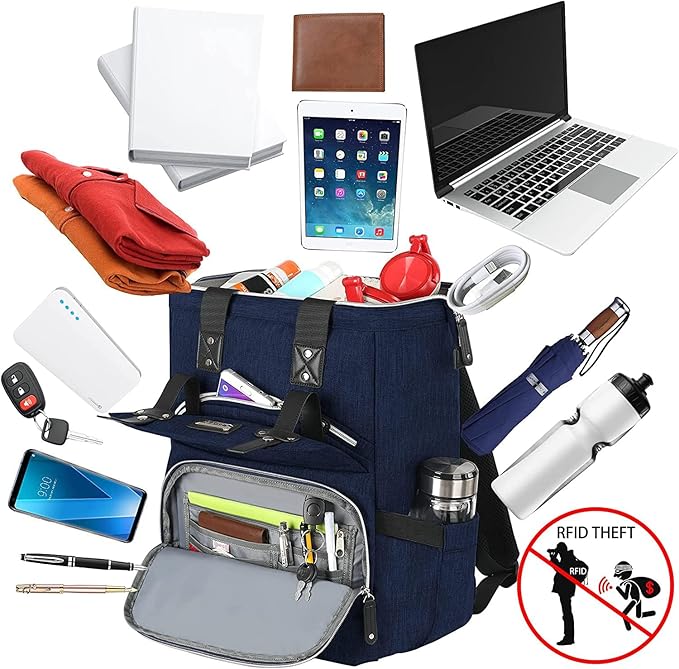 FALANKO Laptop Backpack for Women, Doctor Teacher Work Bookbag College Shoulder Bag with RFID Anti-theft, Nurse Travel Business Bag for Men Women Fit 15.6 Inch Computer - Image 2