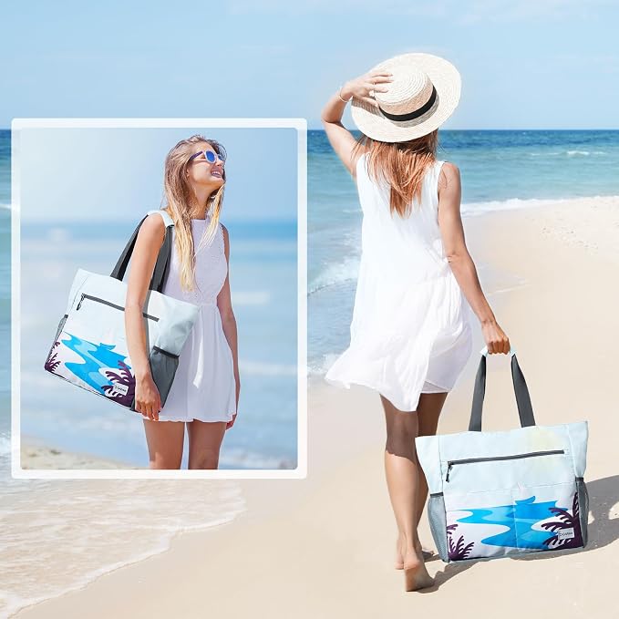 G4Free Beach Bag, Waterproof Sandproof Beach Tote Bag, Large Capacity Foldable for Women - Image 2