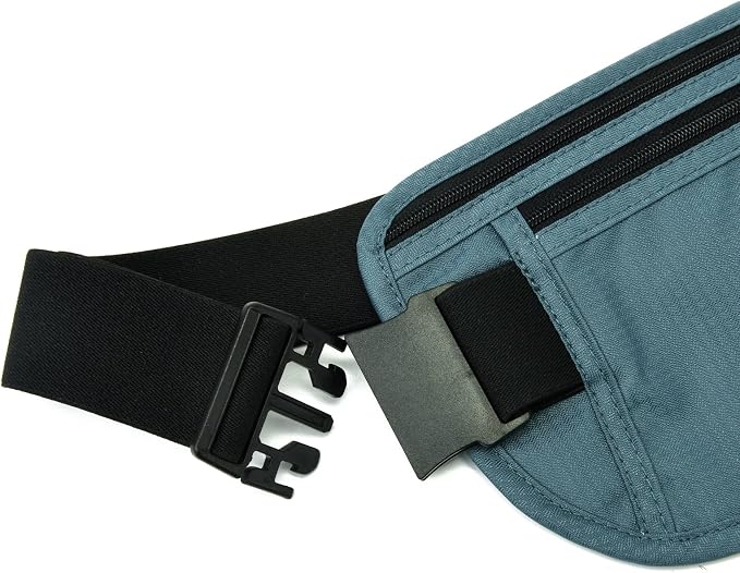 RFID Blocking Money Belt for Men Women, Slim Fanny Pack for Travel，Running,Conceal Waist Wallet for Passport Holder,Phone,Cash(Black Turquoise) - Image 3
