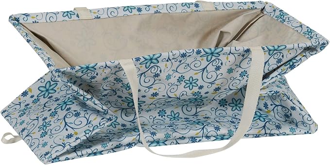 Household Essentials White and Blue Floral Krush Container All-Purpose Utility Tote - Image 8
