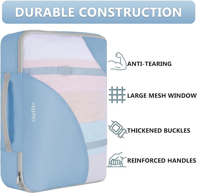 OlarHike 8 Set Packing Cubes for Travel,Gifts for Women Mom,Anti-Tearing Suitcase Organizer,with Over 1000 pcs Mesh Holes,Vacation Essentials & Accessories for Cruise Ship - Image 4