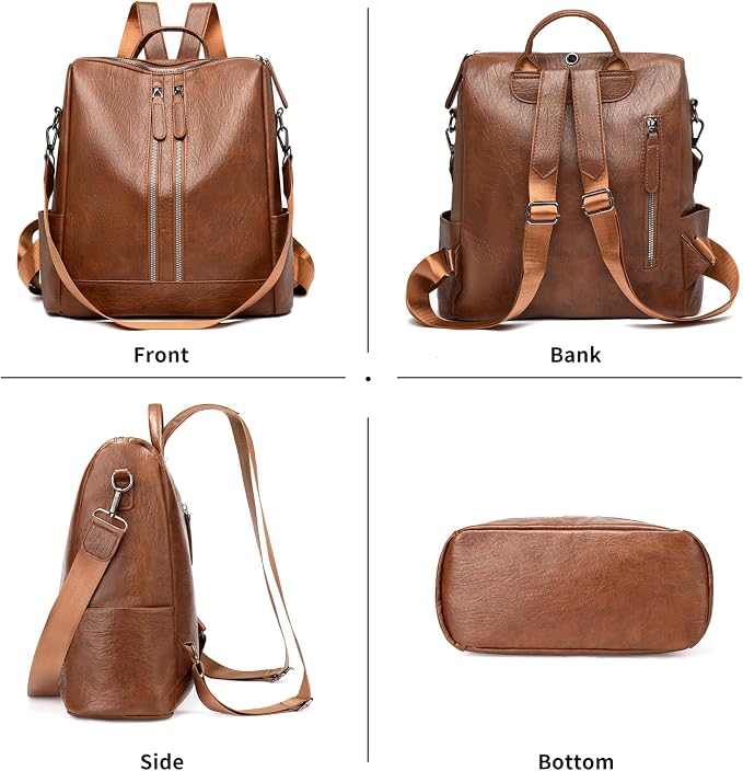 GAEKEAO Backpack Purse for Women PU Leather Anti-theft Backpack Ladies Convertible Large Travel Designer Fashion Shoulder Bag - Image 6