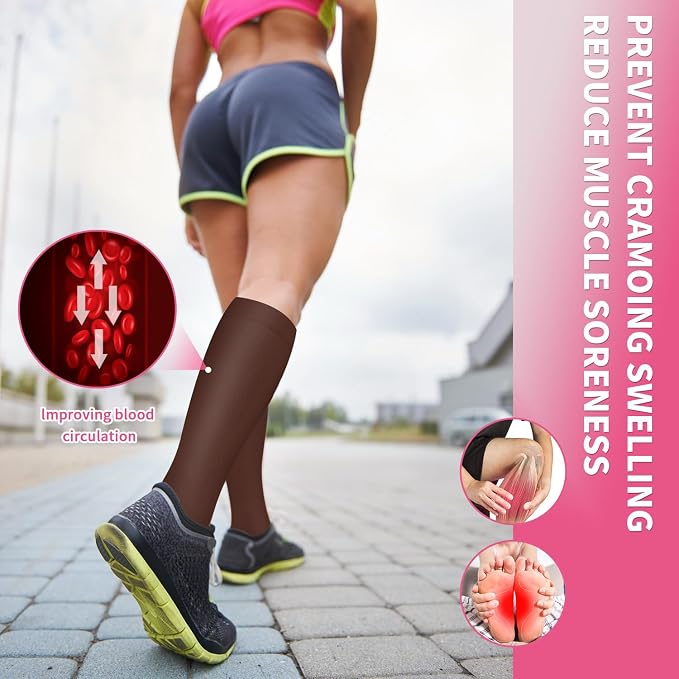 Sooverki Compression Socks for Women & Men 6 Pairs is Best Supportive Knee High Stockings for Circulation, Travel, Nurses - Image 5