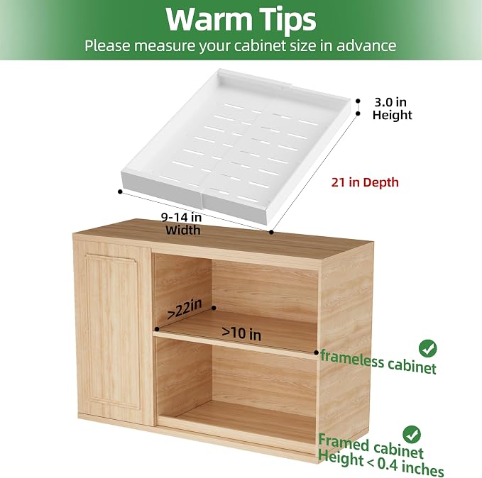 PAKETA 4 Pack Expandable Pull Out Cabinet Organizer,21" Deep | Pull Out Drawers for Cabinets with width from 9" to 14",Sliding Drawers for Cabinets with Upgrade 3 Slide Rails,hold 65 lbs - Image 2