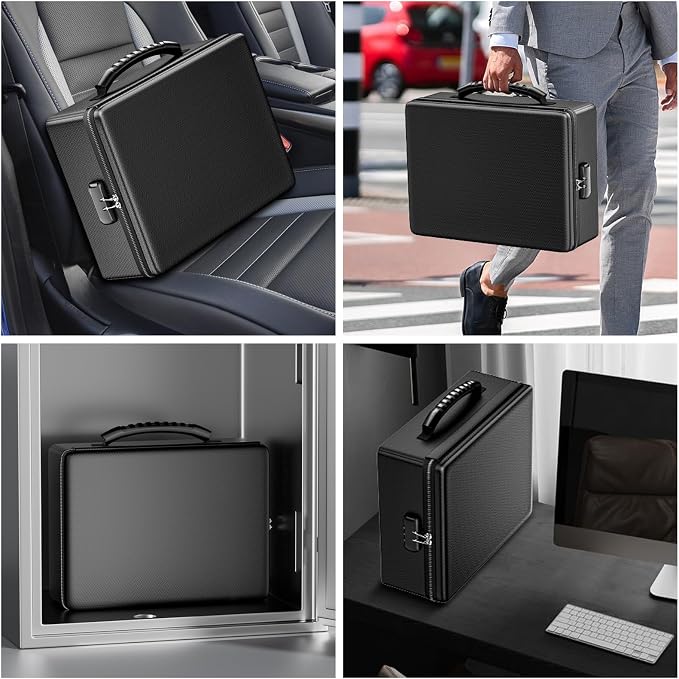 ENGPOW Fireproof Document Box with Lock & Heat-Resistant Fireproof Zipper | 6400°F 12-Layer Fire Protection,Hard Case File Organizer with Multi-Pocket,Portable Home Safe Storage for Money,Jewelry - Image 6