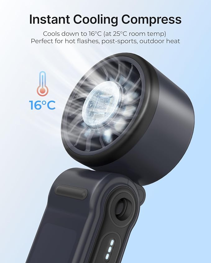 EasyAcc Handheld Turbo Fan with Ice Cooler and 5000 Capacity, High-Speed Rechargeable Personal Cooling Fan for Travel, Beach, Makeup, Men and Women - Image 2