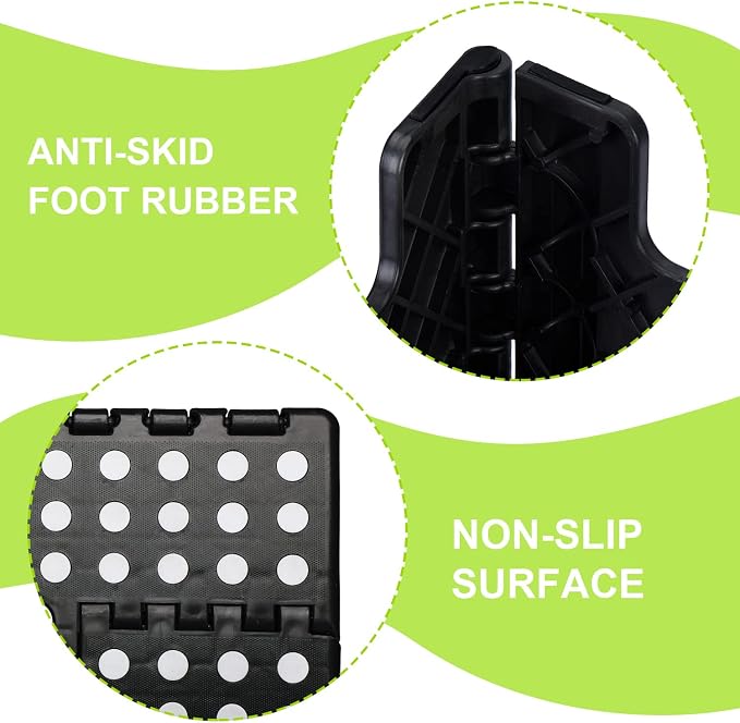 Delxo Folding Step Stool 9 inch,300Lbs Extra Wide Step Stool for Kids | Foldable Step Stool,15-Inch Extra Wide Non-Slip Foot Stools with Handle,Lightweight for Kitchen,Bathroom,Bedroom,Garden Black - Image 7