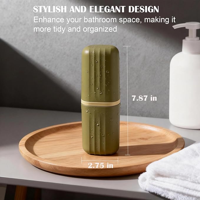 Portable Travel Toothbrush Holder: 2-in-1 Dustproof Toothbrush Travel Case with Rinse Cup, Travel Toothbrush & Toothpaste Containers for Camping, Hiking, School, Business Trip - Image 3