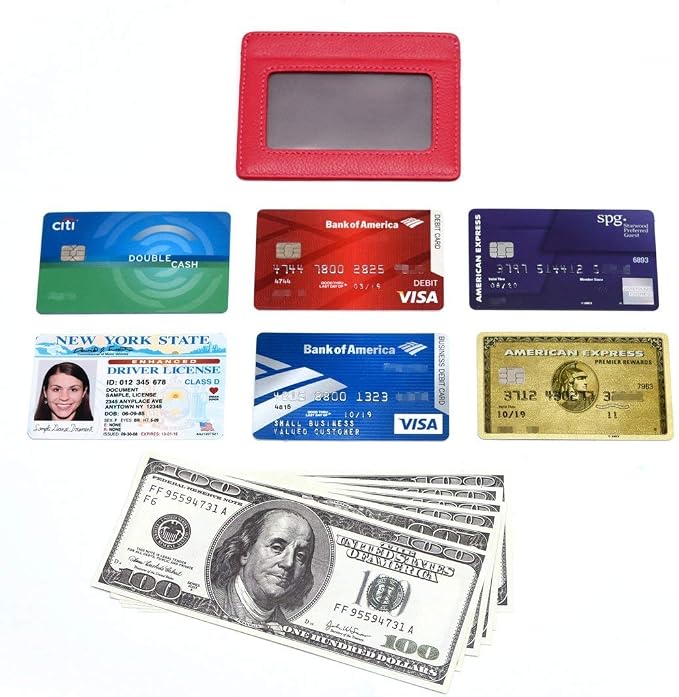 KALMORE womens Credit Holder Genuine Leather Slim Minimalist Card Case Wallet, Black With Id Window - Image 6
