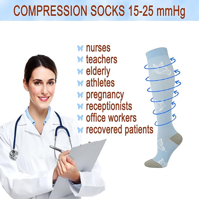 4 Pairs Compression Socks for Women & Men, Support Compression Sock 20-30 mmHg for Nurses, Pregnancy, Flying, Running,Travel - Image 2