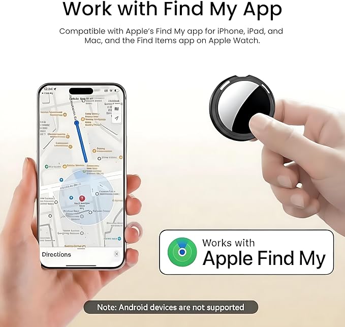 4 Pack Apple MFi Certified Tracker Tags Works with Apple Find My (iOS Only) | Bluetooth Item Finder Replaceable Battery Waterproof Smart Tag for Keys Wallet Pets Backpack Luggage Bags Worldwide Tracking - Image 2