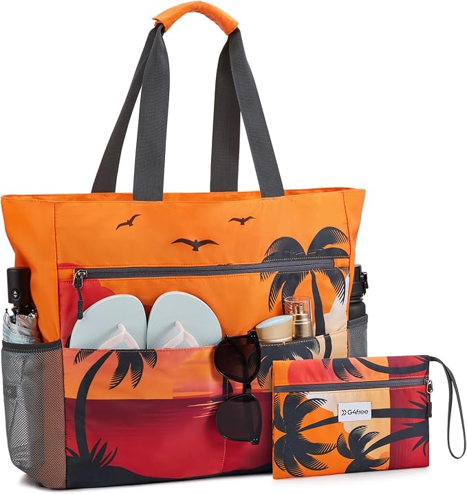 G4Free Beach Bag, Waterproof Sandproof Beach Tote Bag, Large Capacity Foldable for Women by G4Free