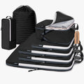 7 Set Compression Travel Packing Cubes for Suitcases, Black | Travel Essentials for Suitcase, Luggage Organizer Bags for Travel with Shoe Bag, Travel Bags for Shoes, Clothing by CherryNow