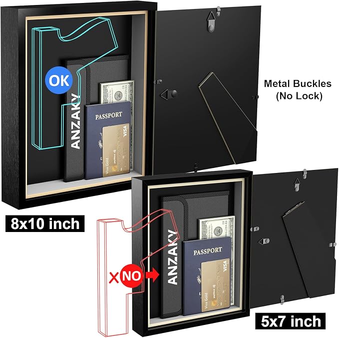 Photo Picture Frame Diversion Safe with Fireproof & Waterproof Money Bag, Valuable Storage, Home Security, ANZAKY Mini Box with Hidden Compartment to Shield your Money, Cash, 5"x7" - Image 5