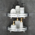 Corner Caddy Bathroom Shower Shelf Wall Mounted No Drilling 2 Tier Storage Shelves Adhesive Triangle Baskets Silver Bathroom Kitchen Storage Basket | Wall Mounted, No Drilling, Adhesive Triangle Bathroom Kitchen Storage Basket by Hoomtaook