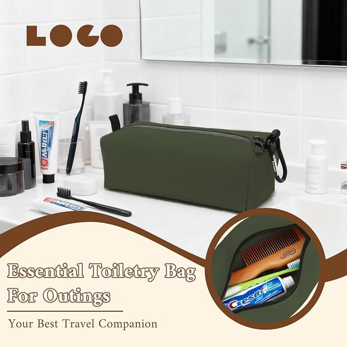 Small Toiletry Bag for Men, Travel Bag Waterproof and Foldable for Storage Mini Toiletry Bag Equipped With Carabiner for Easy Portability (army green) - Image 6