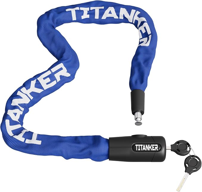 Titanker Bike Chain Lock with Keys, 3.3 Feet Security Heavy Duty Anti-Theft Bicycle Chain Locks for Bike, Motorcycle, Bicycle, Door, Gate, Fence, Grill (6mm, 8mm, 10mm Thick Chain) by Titanker