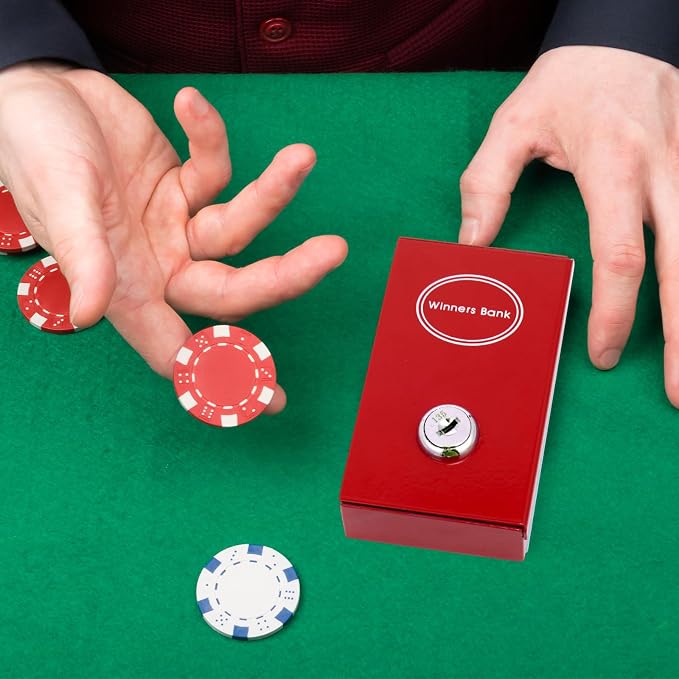 Reallnaive 1 Pack Metal Box for Gamblers Pocket Sized Winner Bank Casino Cash Box with 2 Keys Portable Casino Money Safe strongbox for Cash Saving Go Home Money Gifts(Red,Classic) - Image 7