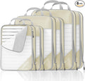 Compression Packing Cubes 6 Set, Compressible Space-Saving Packing Cubes for Travel - Compression Bags, Luggage Organizer, Travel Essentials for Women, Beige by NICOSHOW