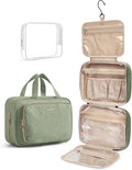 BAGSMART Toiletry Bag Hanging Travel Makeup Organizer with TSA Approved Transparent Cosmetic Bag Makeup Bag for Full Sized Toiletries, Large-Green by BAGSMART