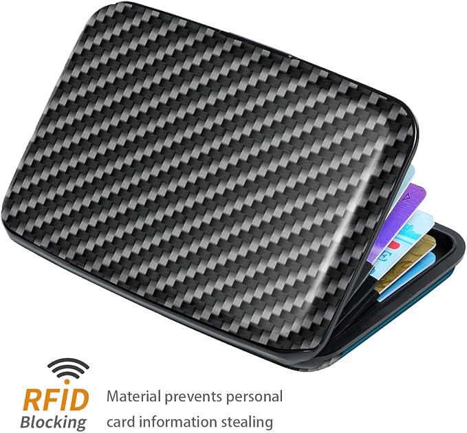 Coco Rossi Credit Card Holder RFID Aluminum Small Mini Wallet Men | Metal Wallet, Business Cards Holder, ID Case, Slim Sleeves, Mens Gift, Carry Proof Wallets for Travel, Carbon Fiber - Image 3