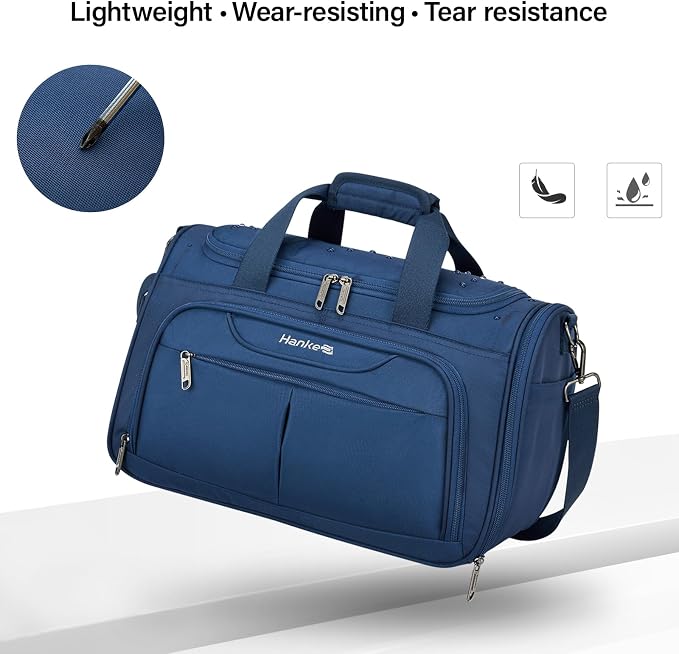 Hanke Small Underseat Carry On Luggage Bags for Travel with 10 Pockets. | Airline Approved Foldable Personal Bag w/ Luggage Sleeve; Tote Duffle & Bento Bag, Flight Attendant Weekender for Men & Women - Image 7