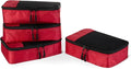Amazon Essentials 4-Piece Space-Saving Packing Cubes Travel Accessories Set, Luggage Organizer with Double Zipper, Mesh Top, Small, Red (Previously Amazon Basics) by AmazonEssentials