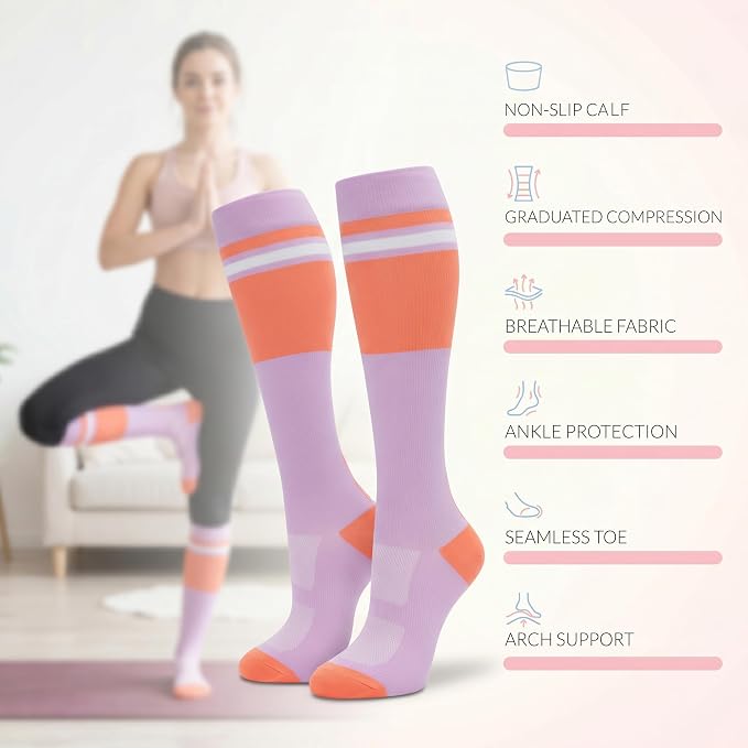 fenglaoda Compression Socks for Women Men 3 Pairs Graduated Compression Support Circulation Socks for Nurses - Image 3