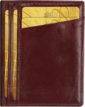 Unaone Slim Minimalist Wallet - Premium Leather RFID Blocking Front Pocket Wallets with 8 Card Slots and 2 ID Window, Wine Red by Unaone