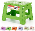 Folding Step Stool 9 Inch for Kids and Adults, 300 lbs, Green | Lightweight Plastic Small Foldable Step Stool with Handle, Non-Slip, for Kitchen, Bathroom, Bedroom and Closet by ACSTEP