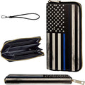 Wallet,Leather Long Wallet Suitable For Ladies And Teenagers - Detachable Wristband + RFID Travel Wallet With Card Slot - Thin Blue Line American Flag by Unknown