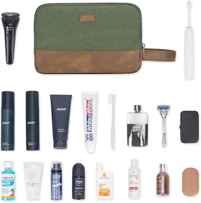 WANDF Travel Toiletry Bag for Men, Canvas Shaving Dopp Kit | Wet Separation, Water-Resistant Fabric, Travel Bag for Toiletries, Shaving Accessories, Weekend Trips - Image 7
