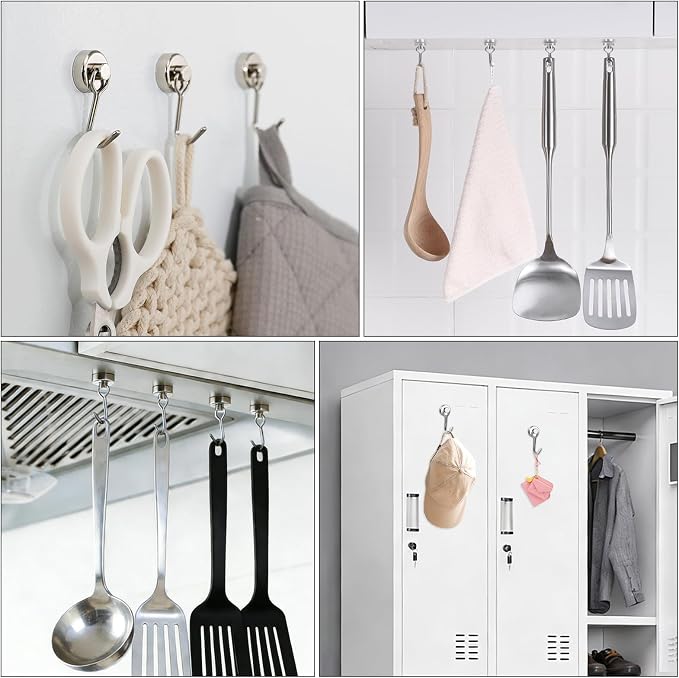 Swivel Swing Magnetic Hook, 30LB Refrigerator Magnet Hooks,6PCS | Heavy Duty Strong Magnets Refrigerator Fridge Hanging for Classroom Beach Vacation Kitchen Grills Home - Image 6