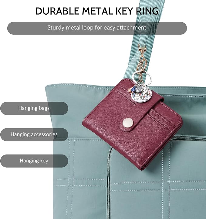 POIUGOYA Slim Wallet for Women,RFID Blocking Bifold Credit Card Holder with Zipper Coin Pocket,ID Window,Keychain - Image 6