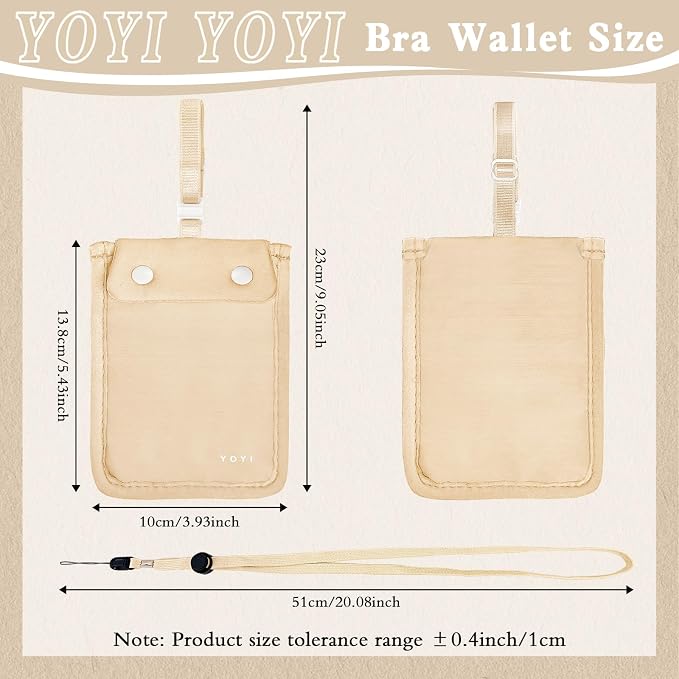 YOYI YOYI RFID Blocking Bra Wallet Neck Strap Secret Stash Pocket Cash Card | Skin-friendly fabric so thin it disappears inside your bra, RFID blocking keeps cards and cash secure from theft on the go - Image 4