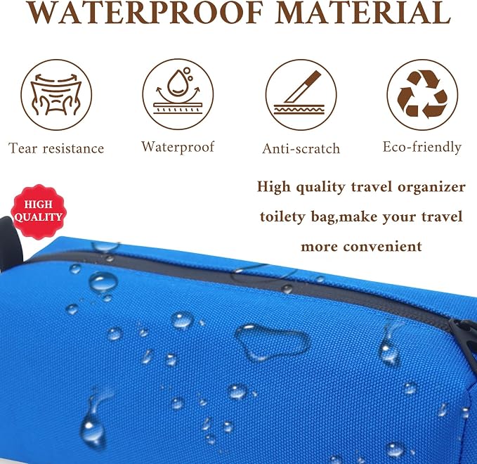 Small Toiletry Bag for Men, Travel Bag Waterproof and Foldable for Storage Mini Toiletry Bag Equipped With Carabiner for Easy Portability (blue) - Image 3