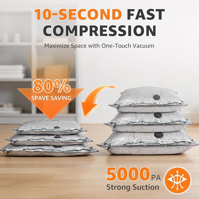 Travel Vacuum Bags with Rechargeable Electric Pump, 15 Pack, 3 Sizes | Vacuum Seal Bags for Clothing, Space Saver Compression Bags for Suitcase, Carry-On, Cruise & Travel - Image 3