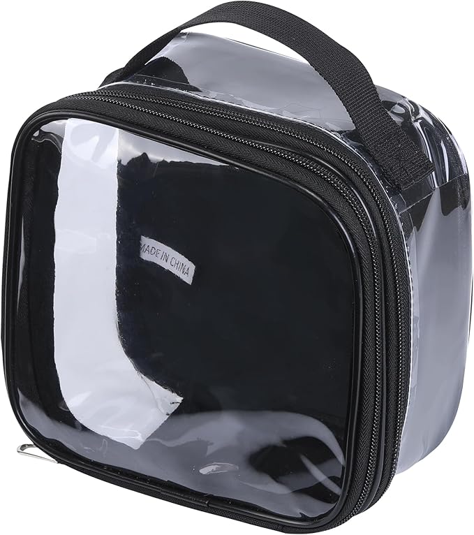 BORMELUN Clear pouches for travel toiletries vinyl TSA airport approved proof makeup bag reusable organizer (black) by BORMELUN