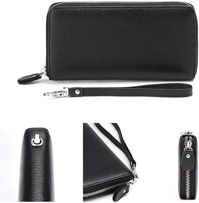 Moflycom Womens Wallet RFID Blocking Genuine Leather Zip Around Wallet Clutch Wristlet Travel Long Purse for Women - Image 4