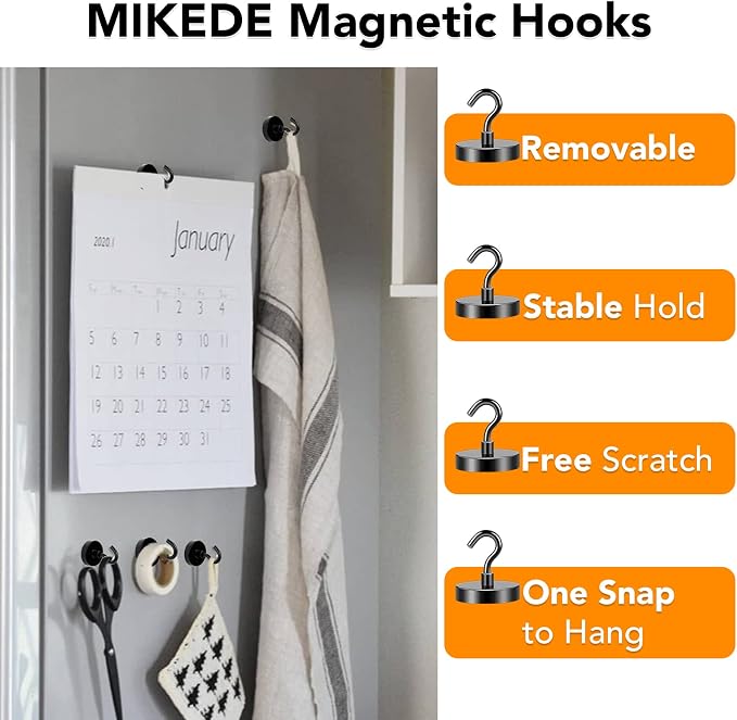 Magnetic Hooks 120Lbs Heavy Duty Magnets with Hook for Cruise Cabin | Strong Magnet Hooks for Hanging Super Metal Magnetic Hanger for Grill Fridge Kitchen Pack of 4 Black - Image 2